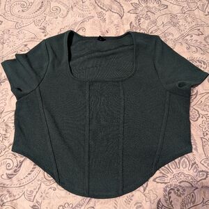 SHEIN Square Neck Asymmetrical Hem Tee